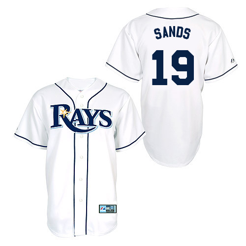 Jerry Sands #19 Youth Baseball Jersey-Tampa Bay Rays Authentic Home White Cool Base MLB Jersey